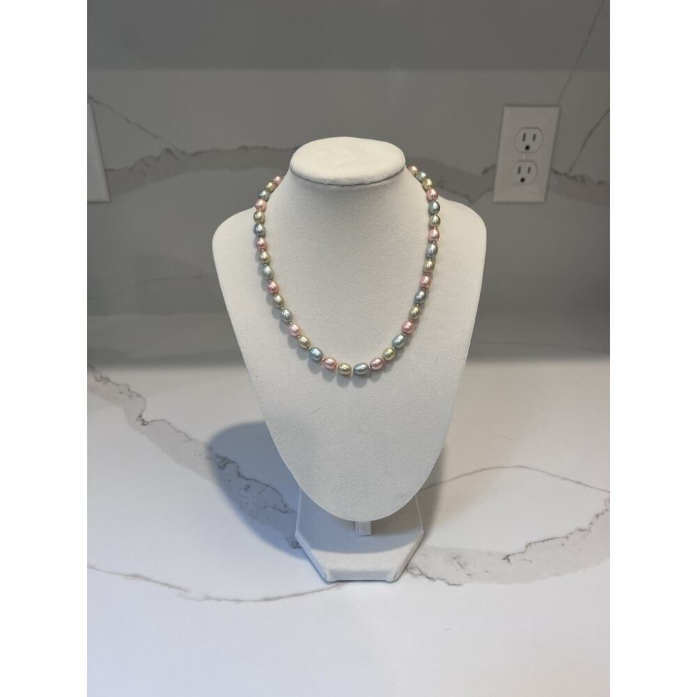 Sterling Honora Cultured Pastel Fresh Water Pearl Necklace 17” Summer Classy